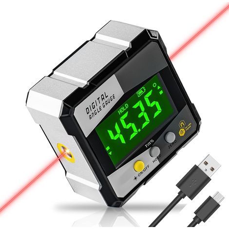 Digitales Lcd-laser-nivelliergerät Mit Hellem Display – Wasserdichter Magnetischer Neigungsmesser, Präzise Winkel- Und Neigungsmessung, Usb-typ-c-ladefunktion Für Zimmerei, Bauwesen Und Maurerarbeiten