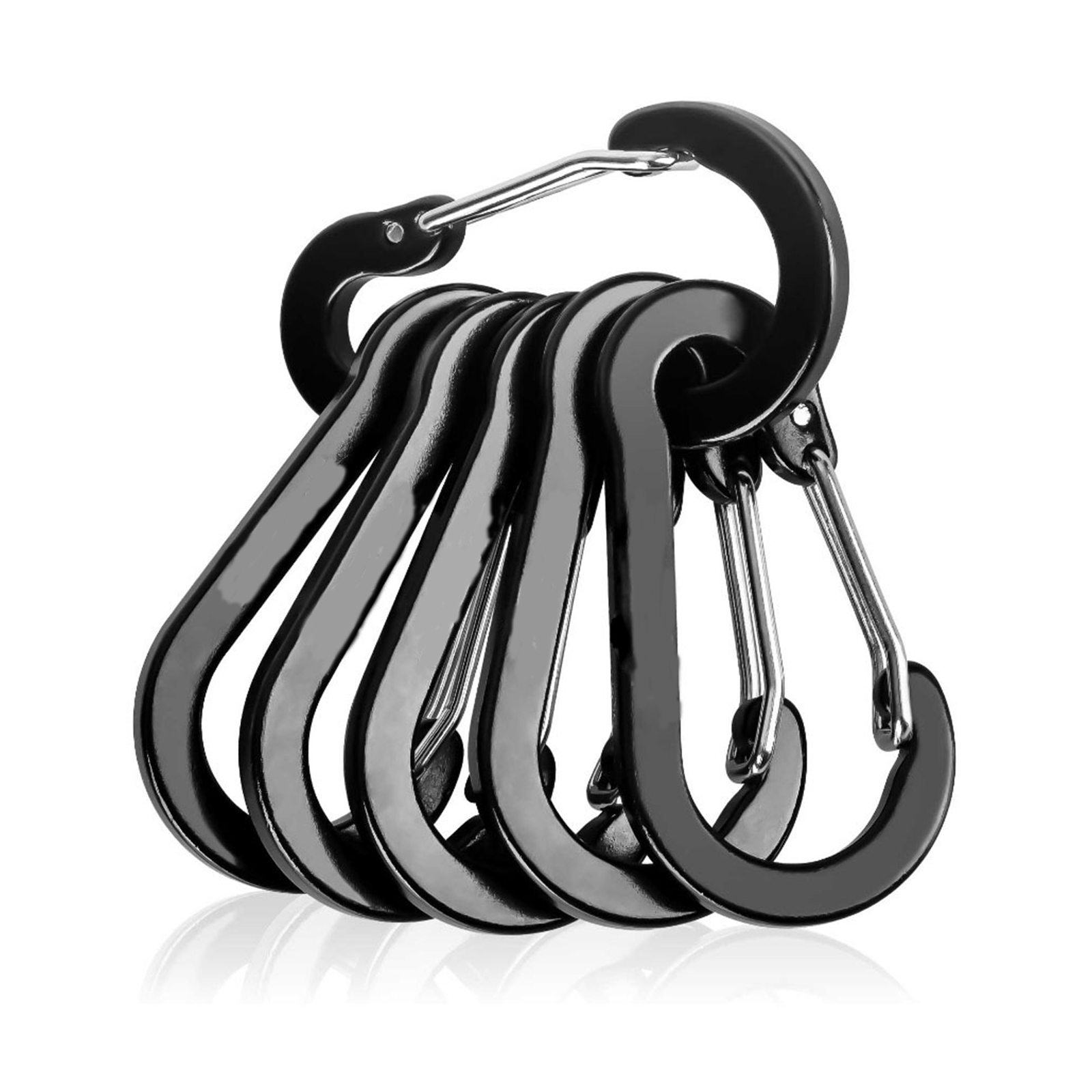 Cc1 Angel-mehrzweckkarabiner, 6er-pack Kleine Karabiner, 5 Cm Mini-schlüsselanhänger-karabiner, Aluminium-karabiner Mit D-ring, Schwarz
