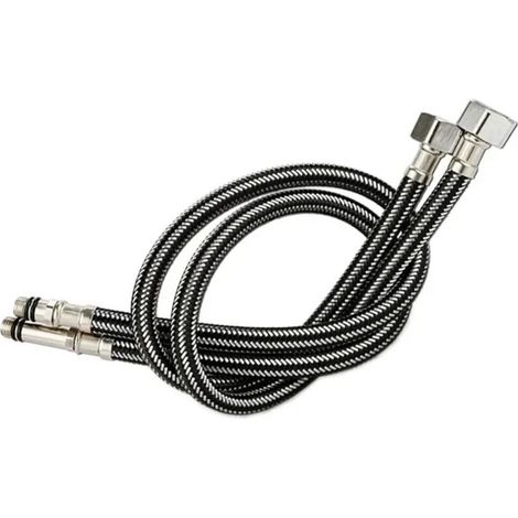 60 Cm Langer Wasserhahn-zulaufschlauch, 2er-pack, G1/2" Edelstahl-geflechtschlauch, M10/bsp 1/2" Anschlüsse, Mit Silikondichtungen
