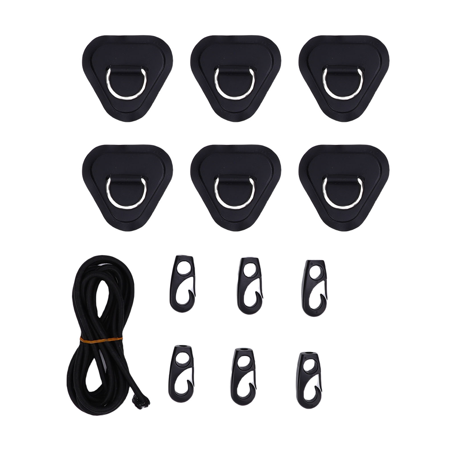 Dreieckiges Reparaturset Aus Edelstahl Mit D-ringen Und Elastischen Haken, Schwarzer Pvc-flicken Für Schlauchboote, Flöße Und Kanus