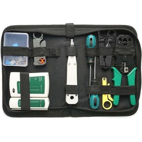Rj45/rj11-netzwerk-crimpwerkzeug-set Mit Kabeltester, Abisolierzange Und Steckern – Komplettes Elektrikerwerkzeug Für Reparatur Und Installation
