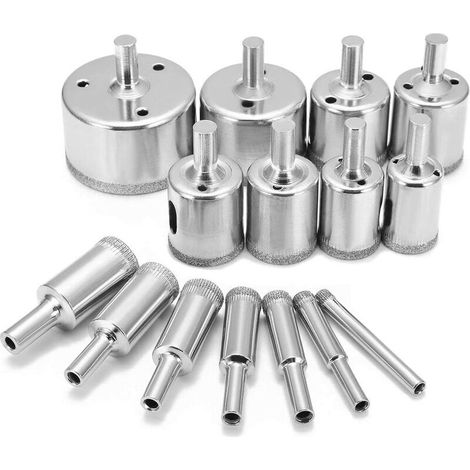 Diamantbohrer – Natürlicher Diamantsand – Zum Bohren Von Glas, Keramik, Marmor Und Granit – 15 Stück, 6 Bis 50 Mm