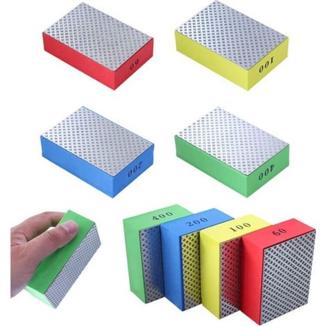 Set Mit 4 Diamantpolierpads (körnung 60/100/200/400) – Schleifschwamm Für Granit, Marmor, Beton Und Glas – Hohe Beständigkeit