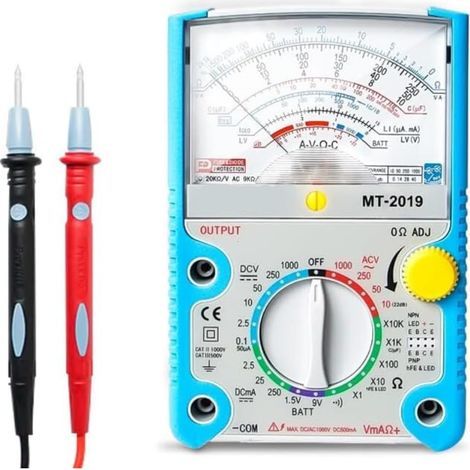 Analoges Multimeter, Voltmeter, Amperemeter, Ohmmeter, Spannungsmesser, Gleich-/wechselstrommesser, Widerstandsmesser, Kondensatormesser, Hfe-transistormesser, Batterieüberlastungsschutz, Abs-gehäuse,