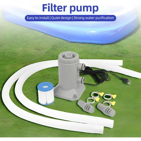 Geräuscharme 55-w-250-l/h-aufstellpool-filterpumpe Mit 2 Schläuchen Und Filterkartusche, 3 M Förderhöhe