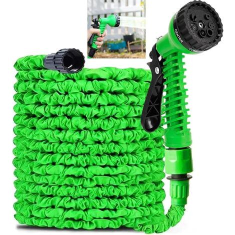 7,5 M Langer, Dehnbarer Hochdruck-latex-gartenschlauch Mit 8-stufiger Spritzpistole – Leichter, Verwicklungsfreier, Flexibler Schlauch, Kompatibel Mit Standardanschlüssen