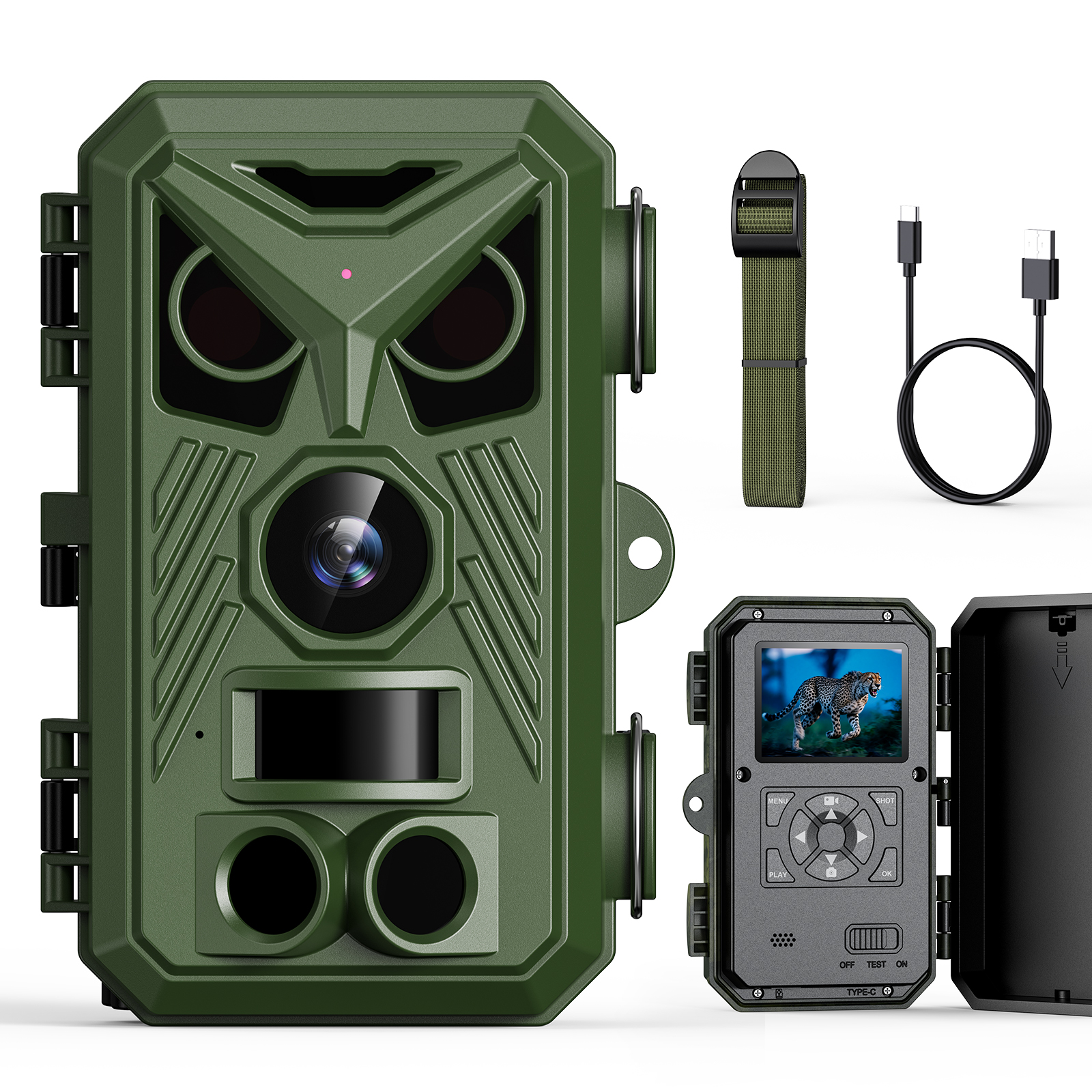 Ip66 Wasserdichte Wildkamera, 48-mp-fotos Und 1080p-video, 0,8 Sekunden Auslösezeit, Infrarot-nachtsicht