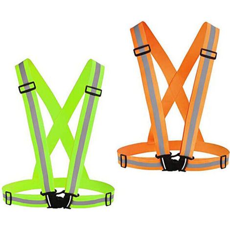 Set Mit 2 Verstellbaren, Hochsichtbaren Warnwesten – 360°-reflexstreifen, Leichtes Nylon – Laufen, Radfahren, Arbeit, Nacht