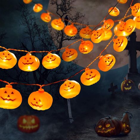 3 M Lange Lichterkette Mit 20 Leds In Kürbisform Für Halloween, Außendekoration Für Partys, Garten, Veranda, Dauerlicht- Und Blinkmodus