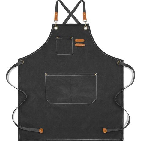 Strapazierfähige Küchenschürze Aus Canvas Mit 3 Taschen, Verstellbare Arbeitsschürze Für Damen Und Herren, Für Grillabende, Restaurants, Gärten Und Cafés.