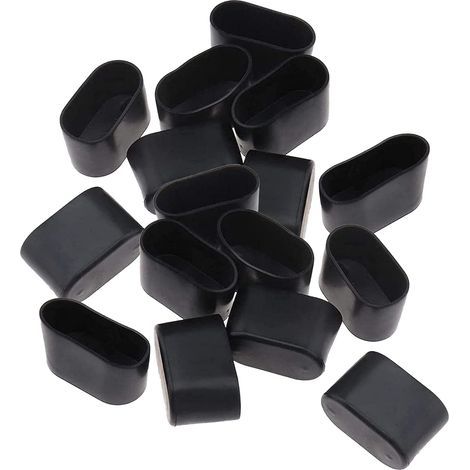 16 Ovale Schutzkappen Für Stuhlbeine (15 X 30 Mm), Kratzfeste Und Geräuscharme Gleiter Aus Gummi Und Pvc Für Parkett- Und Fliesenböden, Schwarz