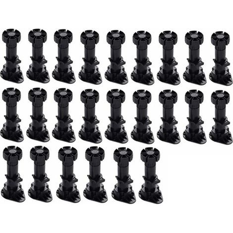 Verstellbare Möbelfüße 60–80 Mm, 24er-pack, Schwarze Kunststoff-schrankfüße Mit Befestigungsclip, Stabiler Standfuß Für Küchen- Und Badezimmermöbel
