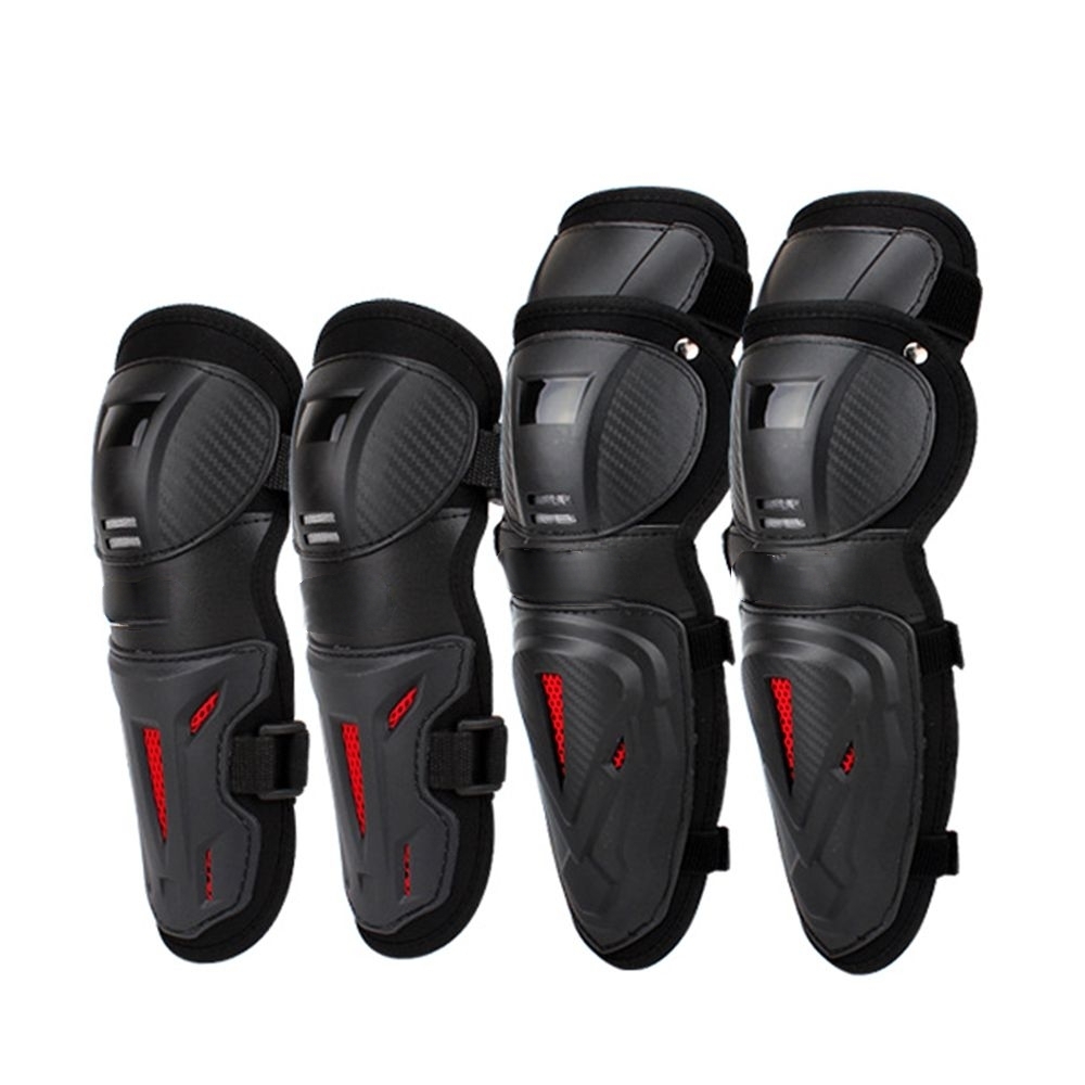 Set Mit 4 Verstellbaren Knie- Und Ellbogenschonern Für Erwachsene, Für Motorrad-, Fahrrad- Und Laufsport.