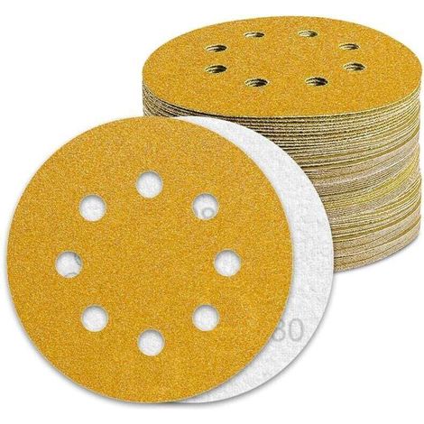 125-mm-schleifscheibe, Körnung 80, 100 Stück, Aluminiumoxid-schleifpapier, Verstopfungsfrei, 8 Löcher, Für Exzenterschleifer, Holz, Metall, Lack