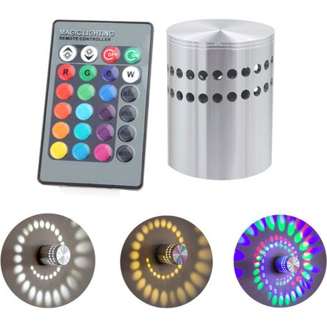 3-w-rgb-led-wandleuchte Mit Spiralloch Und Controller, Dekorative Beleuchtung Für Karaoke, Bars Und Restaurants, Aluminiumlegierung