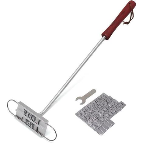 Fleischbrandzeicheneisen Aus Aluminium Mit Individuell Gestaltbarer Beschriftung, Grillwerkzeug Mit Holzgriff Und Aufhängeöse, Zum Personalisieren Von Burgern Und Grillfleisch