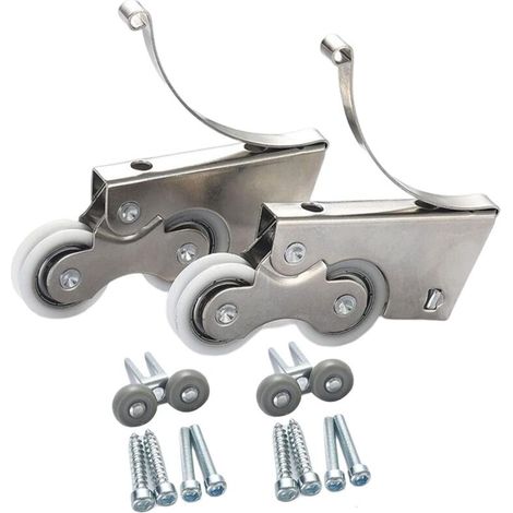 Set Mit 2 Geräuschlosen Schiebetürrollen, Edelstahl-/titanlegierung, Doppelt Gelagerte Rollen, Zubehör Für Kleiderschranktüren