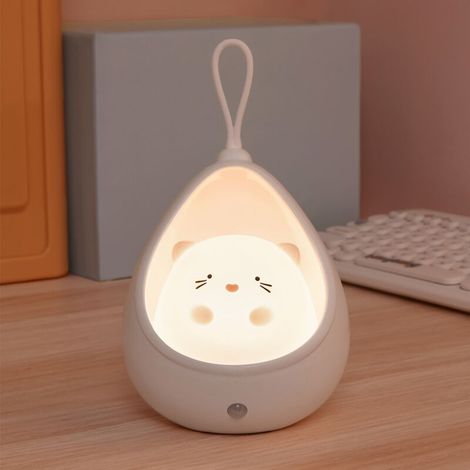 Katzen-nachtlicht Mit Bewegungsmelder, Niedliche, Per Usb-c Wiederaufladbare Wandlampe Für Kinder- Und Jugendzimmer, Sanftes, Blendfreies Licht, Weiß