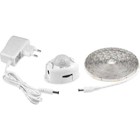 5 M Langer Led-lichtstreifen Für Den Innenbereich Mit Pir-bewegungsmelder, Ip65 Wasserdicht, Flexibler Lichtstreifen, 12 V, Weiße Autobeleuchtung Für Küche, Schrank Und Treppenhaus