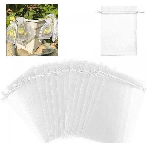 Packung Mit 100 Organza-obstschutzbeuteln 15x20 Cm, Waschbares Und Wiederverwendbares Netz Gegen Vögel Und Insekten Für Bäume, Pflanzen Und Gemüse