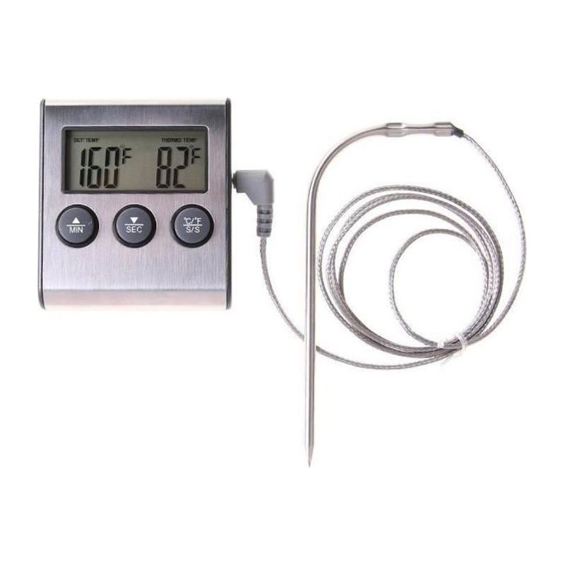 0-300℃ Thermomètre De Cuisine Avec Sonde, Thermomètre Et Minuteur Cuisine, Thermomètre Digitale A Sonde Pour Viande,barbecue