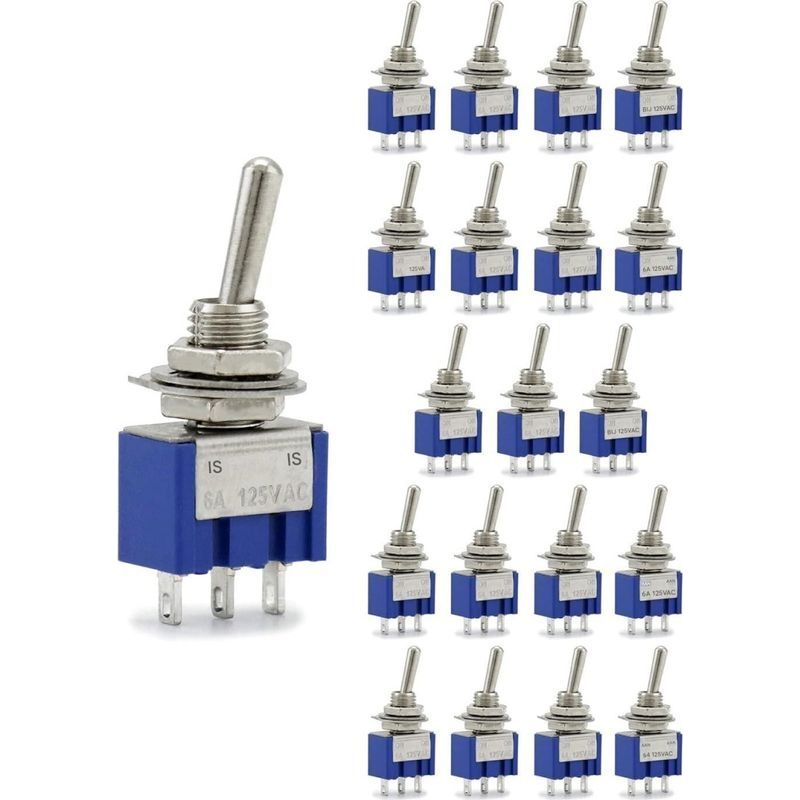 20pcs Spst Mini Interrupteur À Bascule Ac 125v 6a On-on 3 Broches 2 Position Pour Arduino Bateau Véhicule (mts102)