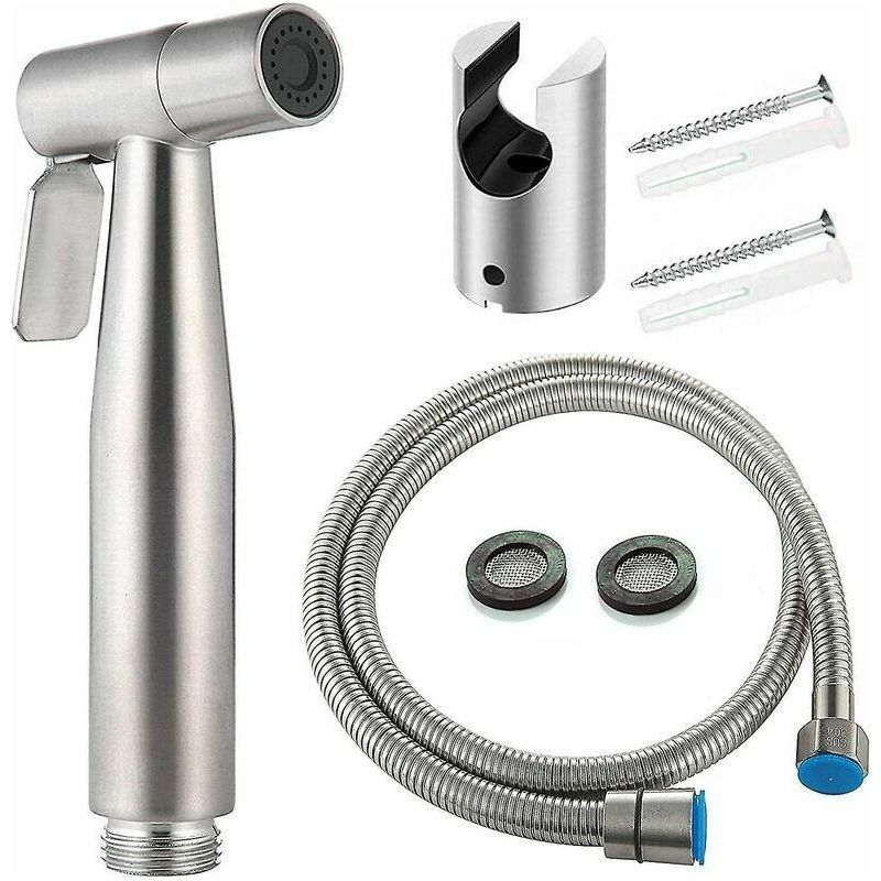 Douchette Pour Robinet Bidet Wc Kit Avec Douchette, Pulvérisateur De Bidet À Main, Pommeau De Douche De Toilette Avec Tuyau + Support En Acier Inoxydable + 2 Joints