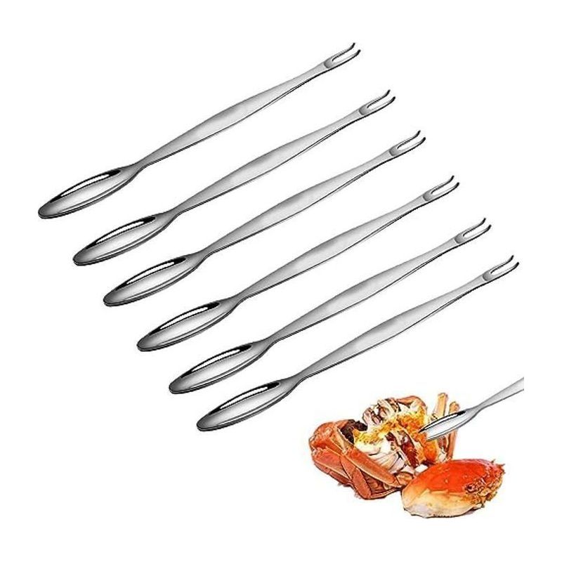 Pics De Fourchettes De Fruits De Mer, 6pcs Long Fourchettes À Escargots Acier Inoxydable Fourchette À Crabe Fourchette A Huitres