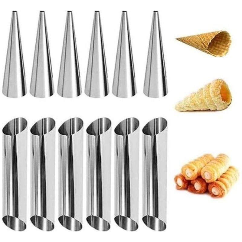 Lot De 12 Moules À Cannoli Antiadhésifs En Acier Inoxydable Pour Cornets De Crème Ustensiles De Pâtisserie