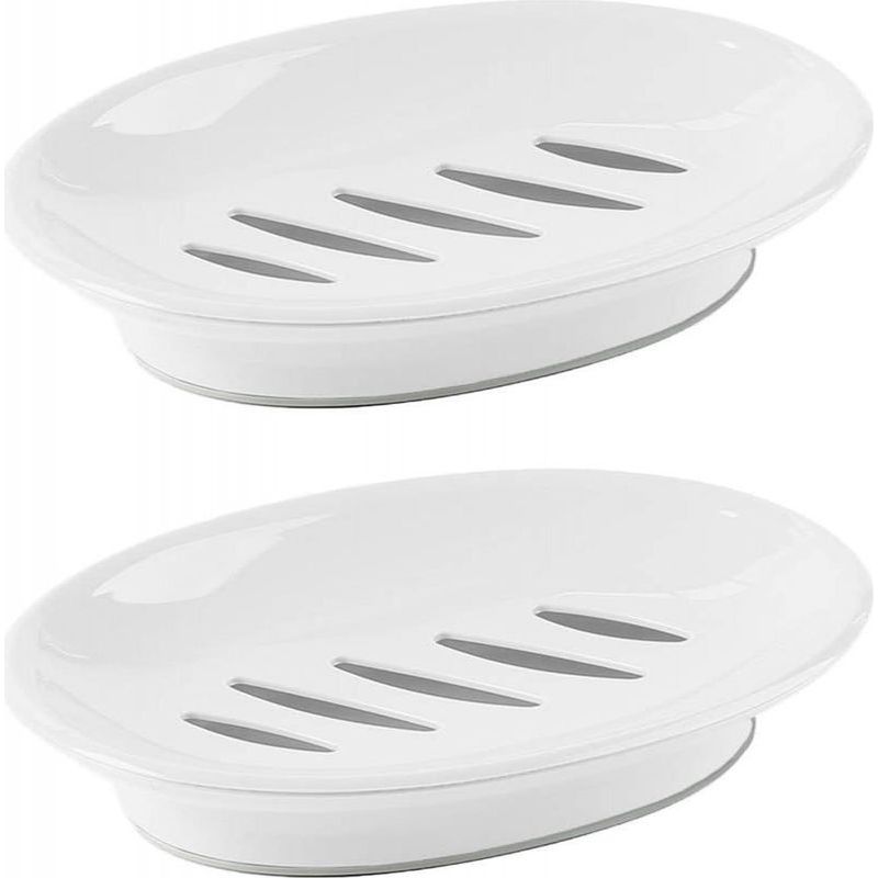 Un Ensemble De Deux Porte-savons En Plastique Avec Égouttoir Et Porte-éponge, Faciles À Nettoyer Et À Garder Au Sec, Adaptés Aux Douches, Salles De Bains Et Cuisines (blanc)