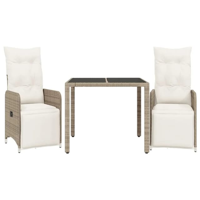 3-tlg. Garten-bistro-set Mit Kissen Braun Poly Rattan - Vidaxl