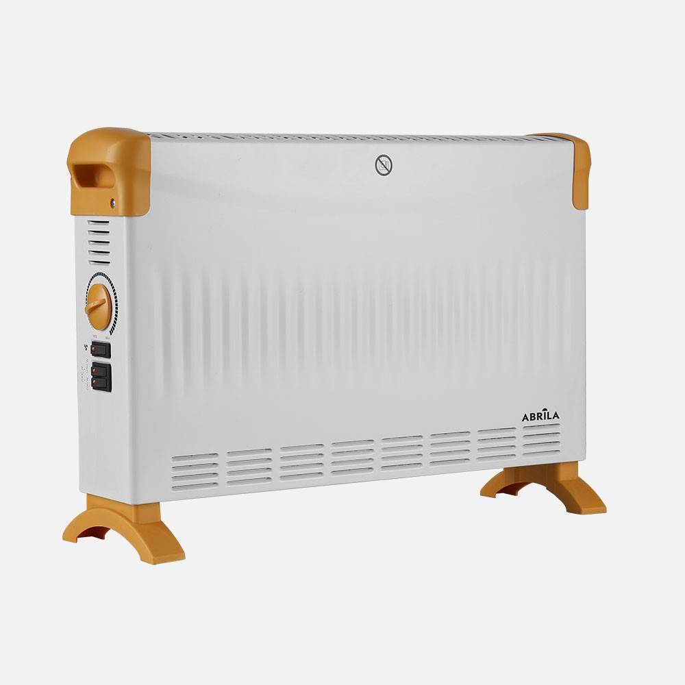 Hoher Kevin-konvektor 2000w Weiß/ocker Mit Thermostat Und Turbo-funktion
