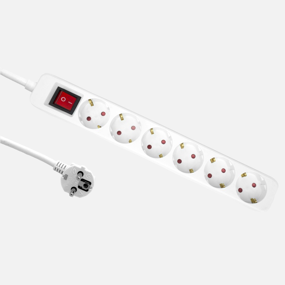Verlängerungskabel Florey Kabel 3 M 3g×1,5 Mm² 6 Steckdosen Mit Schalter Kinderschutz Weiß