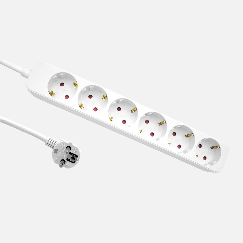 Verlängerungskabel Florey Kabel 3 M 3g×1,5 Mm² 6 Steckdosen Weiß