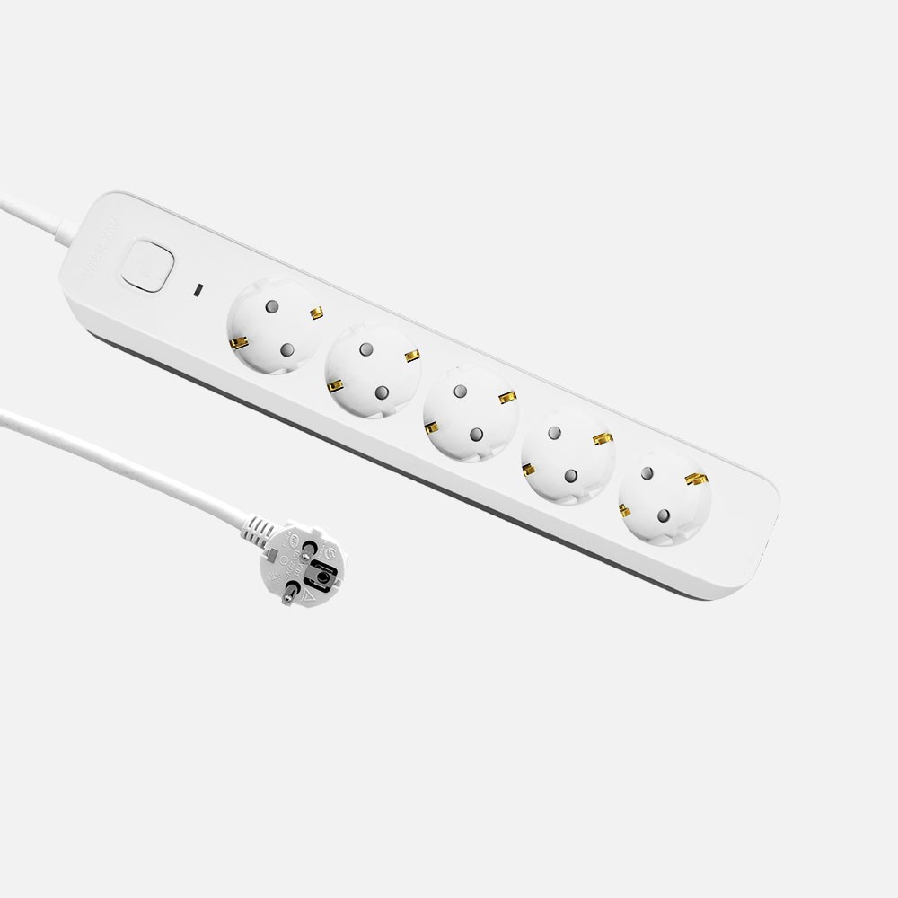 Verlängerungskabel Dalton Kabel 3 M 3g×1,5 Mm² 5 Steckdosen Mit Schalter Kinderschutz Kontrollleuchte Weiß/grau
