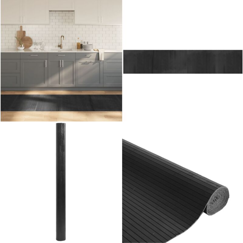 Teppich Rechteckig Grau 80x400 Cm Bambus - Bambus Teppich - Grauer Teppich - Wohnraumteppich - Flurmatte - Rutschfester Teppich - Home & Living