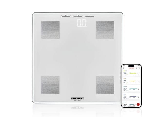 Körperanalysewaage Shape Sense Connect Lite, Personenwaage Mit App Anbindung, Körperanalyse Gewicht, Fett, Wasser- Und Muskelanteil, Körperfettwaage Mit Led Display, Weiß - Soehnle