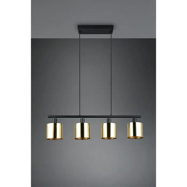 Hängeleuchte Esszimmerlampe Pendelleuchte Schwarz Gold 4-flammig E14 L 75 Cm