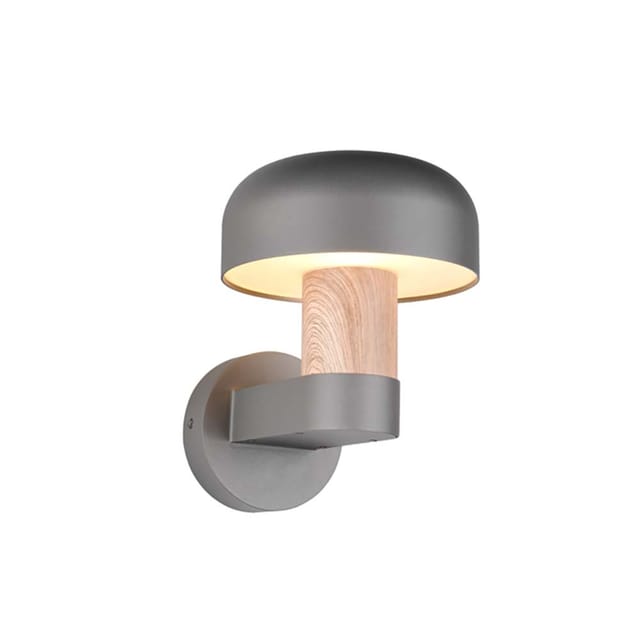 Wandlampe Außenbereich Fassadenleuchte Aluminium Anthrazit Holzfarben H 24,5cm