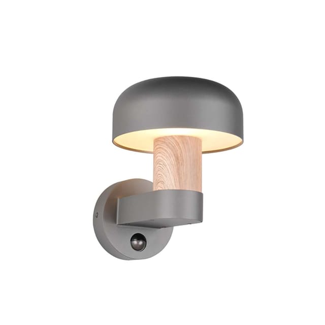 Wandlampe Fassadenleuchte Aluminium Anthrazit Holzfarben Sensor Ip54 H 24,5 Cm