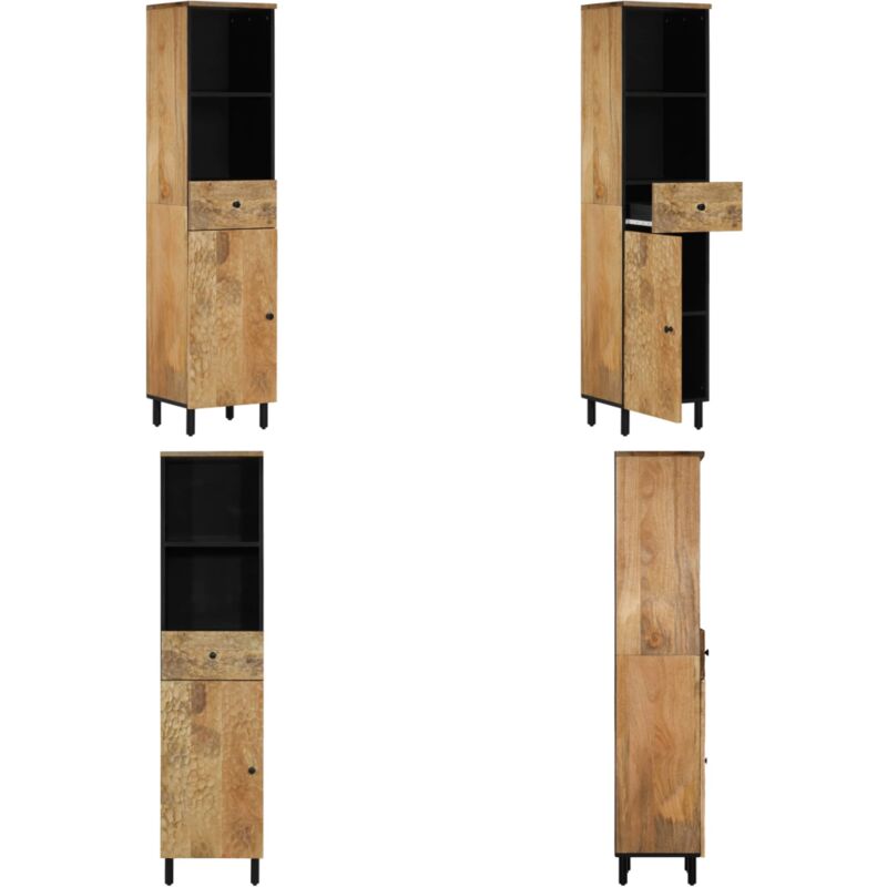 Badschrank 38x33x160 Cm Massivholz Mango - Badschrank - Mangoholz - Badezimmermöbel - Aufbewahrung Im Badezimmer - Spiegelschrank - Home & Living