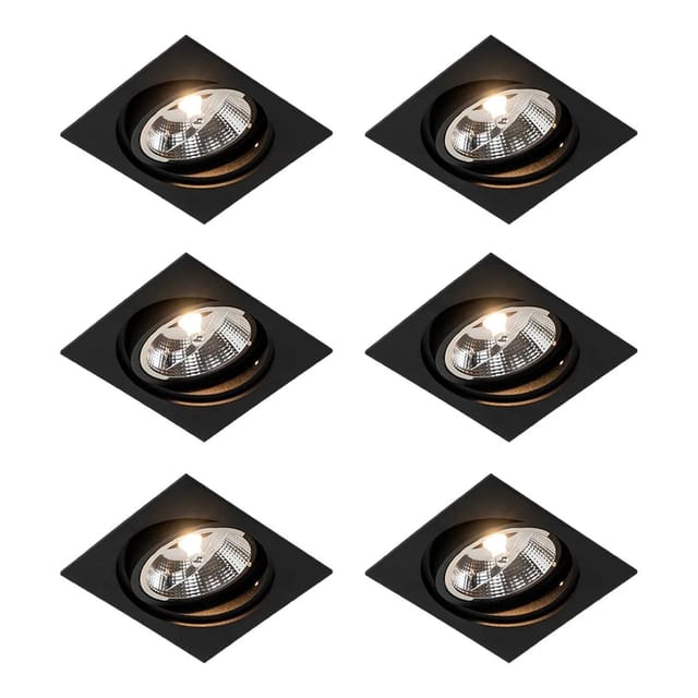 Set Mit 6 Verstellbaren Schwarzen Einbaustrahlern - Chuck 111