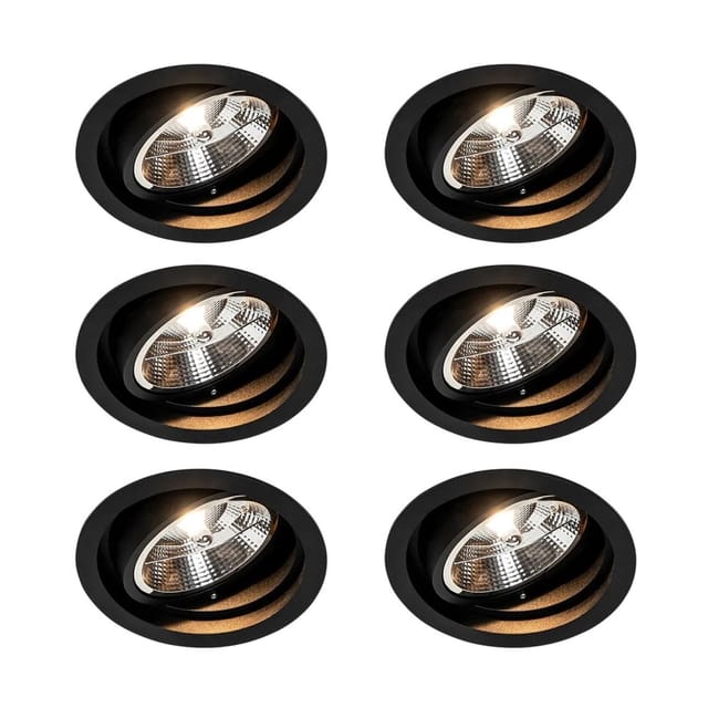 Set Mit 6 Modernes Versenktes Spotschwarz Verstellbar - Chuck 111