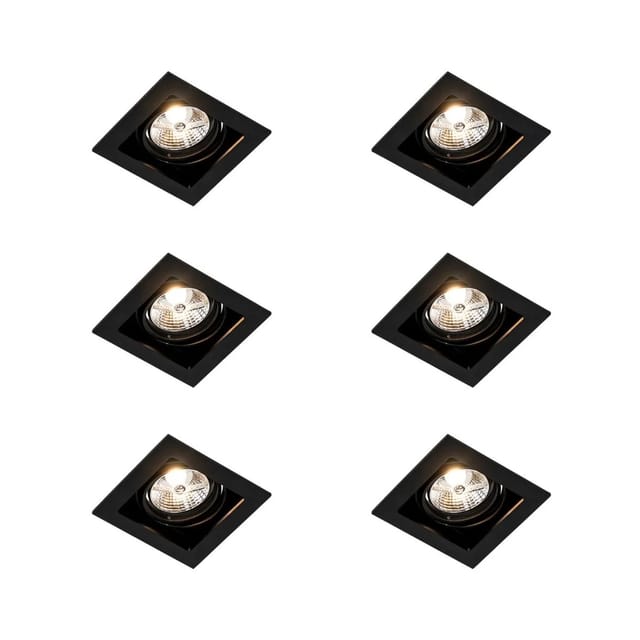 Set Mit 6 Verstellbaren Quadratischen Einbaustrahlern Schwarz - Artemis 70