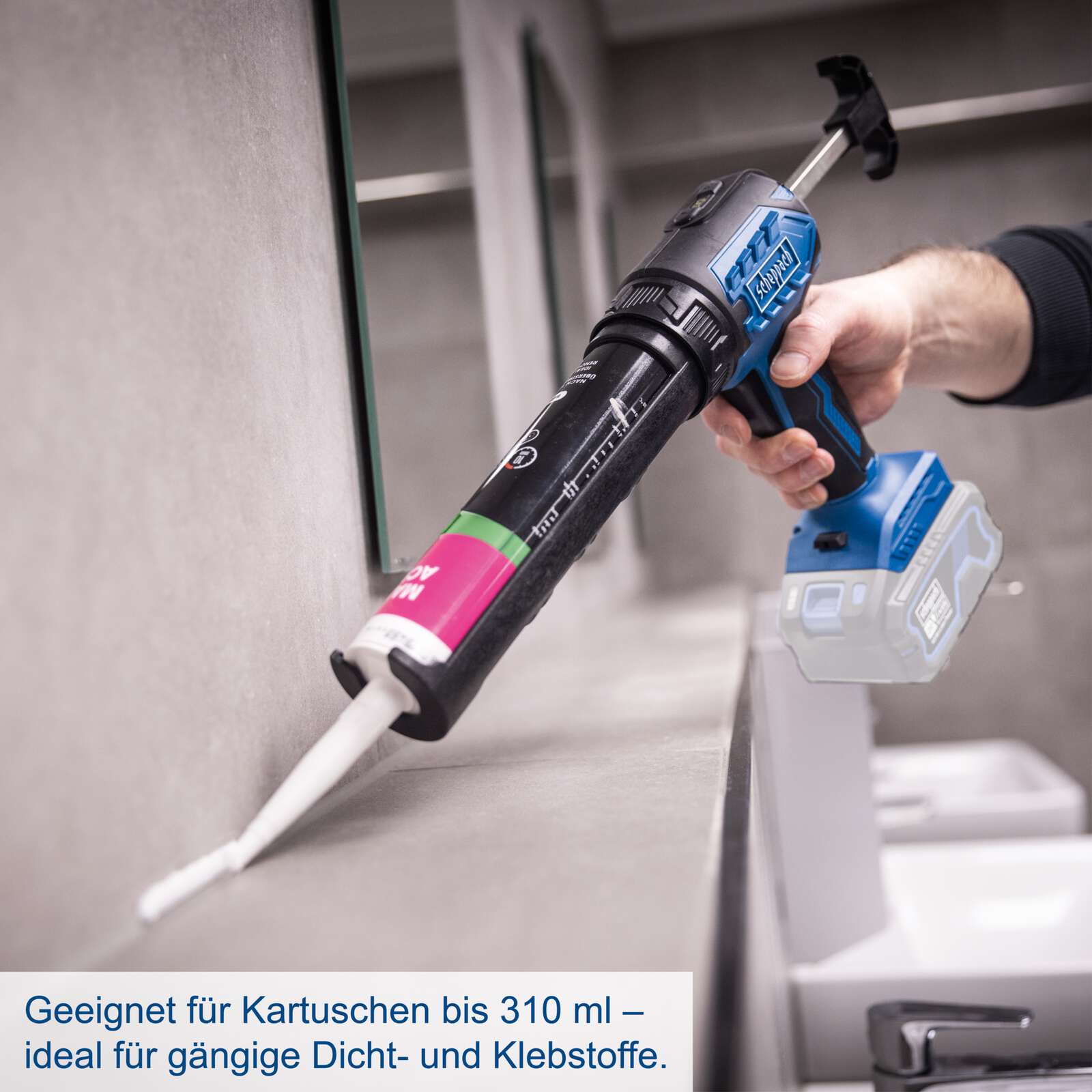 Akku-Kartuschenpistole C-SEG310-X Scheppach - 20V | 0,75-3,58mm/s Vorschubgeschwindigkeit | LED Bild 3