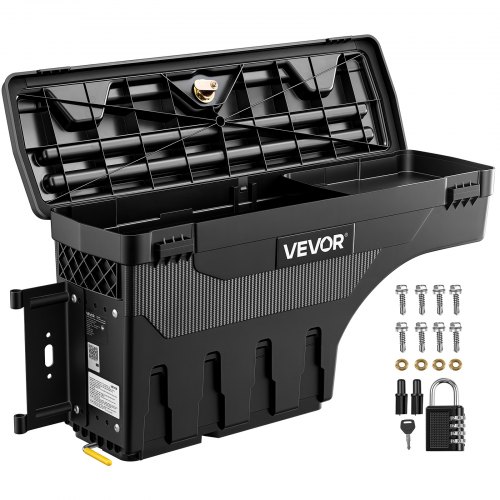 VEVOR Pickup Werkzeugbox 25 L für Ford F-150 Baujahre 1997–2014 ABS für Fahrerseite Links (Bohren Erforderlich), um 180° Ausschwenkbar, mit Diebstahlsicherungsschloss, Zahlenschloss, Wasserdicht