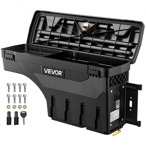 VEVOR Pickup Werkzeugbox 25 L Chevy GMC Silverado Sierra 2500/3500HD 20-25, Beifahrerseite Rechts (Bohren Erforderlich), um 180° Ausschwenkbar, Wasserdicht, Sicherungsschloss, ABS-Werkzeugkasten