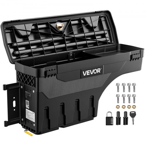 VEVOR Pickup Werkzeugbox 25 L für Dodge Ram 1500 2500 3500 (Baujahre 2002–2018), Fahrerseite Links (Bohren Erforderlich), um 180° Ausschwenkbar, Wasserdicht, Sicherungsschloss, ABS-Werkzeugkasten