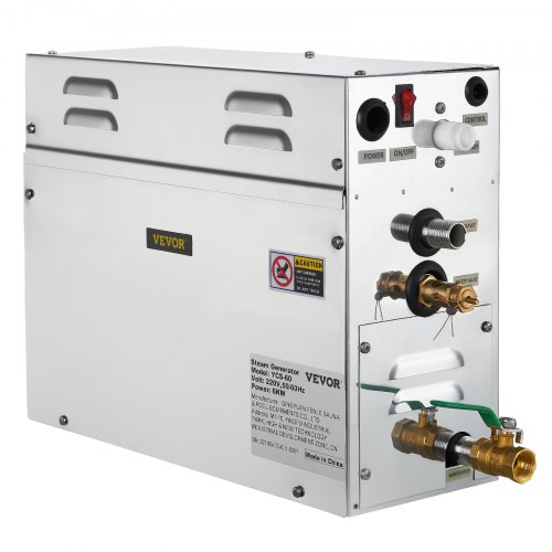 Vevor 6 KW Sauna-Dampfgenerator Dusche, Dampfbad-Generator mit LED-Digitalanzeige und Zeitsteuerung, 6 m³ Dampfraum, Temperaturbereich 35 ℃–55 ℃, ideal für Heim-SPA