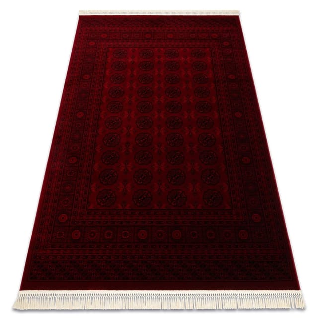 Orient 6889 Teppich Burgund / Schwarz Buchara, Rahmen, Orientalisch, Mit Fransen Red 150x230 Cm